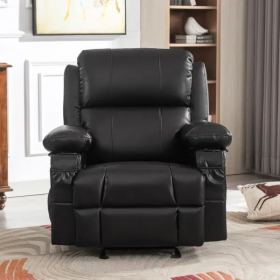 Vanbow.Recliner Chair Rocking Chairs for Adults Oversized with 2 Cup Holders, USB Charge Port Soft Features a Manual Massage and Heat - BLACK