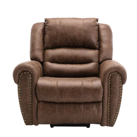 Power Lift Recliner Chair with Massage and Heat Breathable Faux Leather Electric, Heavy Duty Big Man Recliners - USB port (Nut Brown)