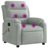 Massage Recliner Chair Light Gray Velvet