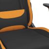 Massage Gaming Chair with Footrest Black and Orange Fabric