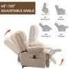 23" Seat Width and High Back Large Size Beige Chenille Power Lift Recliner Chair with 8-Point Vibration Massage and Lumbar Heating