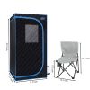 Portable Black Full Size Steam Sauna tent–Personal Home Spa, with Steam Generator, Remote Control, Foldable Chair, PVC pipes. Easy to Install