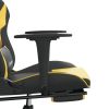 Massage Gaming Chair with Footrest Black & Gold Faux Leather