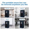 Portable Black Full Size Steam Sauna tent–Personal Home Spa, with Steam Generator, Remote Control, Foldable Chair, PVC pipes. Easy to Install