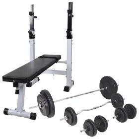 Workout Bench with Weight Rack, Barbell and Dumbbell Set   198.4 lb