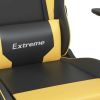 Massage Gaming Chair with Footrest Black & Gold Faux Leather