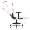 Massage Gaming Chair with Footrest White&Pink Faux Leather