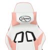 Massage Gaming Chair with Footrest White&Pink Faux Leather