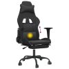 Massage Gaming Chair with Footrest Black Faux Leather