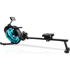 Water Rowing Machine Rower with LCD Monitor; Exercise Workout Water Rower for Home Use-SPACE SAVER - FOLDABLE