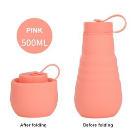 500ml Large Capacity Silicone Folding Water Bottle - High Temperature Resistance -- Outdoor Sports Bottle/Travel/Portable Cup (capacity: 500ML, Color: 4)