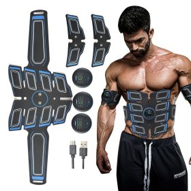 EMS Fitness Apparatus Set; Smart Fitness Stickers For Abdominal Muscle And Upper Arm Muscle Exercise; Abdominal Workout (Color: Black)