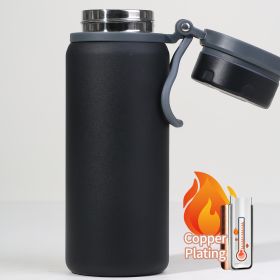 25oz Copper Plating Vacuum Thermo Water Bottles with Wide Mouth for Indoor and Outdoor Use (Color: Black)