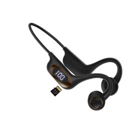 Bone Conduction Earphone Wireless Bluetooth 5.3 Headphone Outdoor Sport Earbud Headset With Mic For Android Ios Support SD Card (Ships From: China, Color: Black)