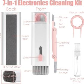 Apc Accessories Laptop Cleaner Keyboard Cleaner Kit With Brush; 7 In 1 Electronic Cleaner Kit For Airpod Pro Earbuds Phone Computer (Color: Pink)