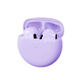 Pro6 Wireless Bluetooth Headphones Tws Earphones Mini Heaset with Charging Case Waterproof Earbuds (Color: Purple)