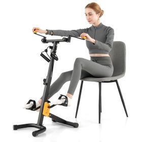 Foldable Exercise Pedal Exerciser for Seniors (Two People May Exercise at the Same Time- One May Use Hand Pulleys in Front While Other Can Pedal) (Type: Pedal Exerciser, Color: Black & Yellow)