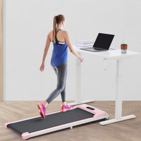 2 in 1 Under Desk Electric Treadmill 2.5HP-Bluetooth APP & speaker; Remote Control; Display; Walking Jogging Running Machine for Home Gym Office (Color: Pink)