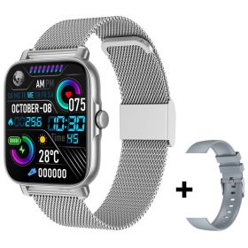 Bluetooth Smartwatch - Heart Rate Fitness Tracker - IP67  -Waterproof  for Men & Women Smartwatch for Android IOS (Color: Mesh belt silver)