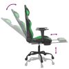 Massage Gaming Chair with Footrest Black&Green Faux Leather