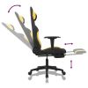 Massage Gaming Chair with Footrest Black and Yellow Fabric