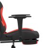 Massage Gaming Chair with Footrest Black and Red Fabric