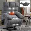 Lift Recliner Chair Heat Massage Dual Motor Infinite Position Up to 350 LBS Large with Power-Remote, Medium-firm and Heavy Duty-Gray